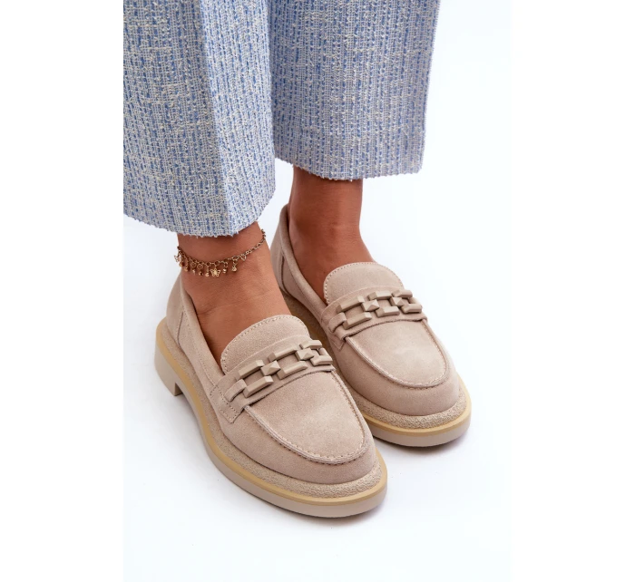 Semišové dámské mokasíny model 21660160 Béžová - S.Barski