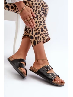 Černé dámské pantofle Fronila s přezkami