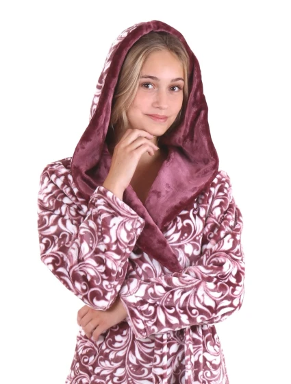 Dámský župan Flora s kapucí krátký  vínový  model 21924383 - Vestis