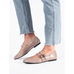 Praktické  baleríny hnědé dámské bez podpatku