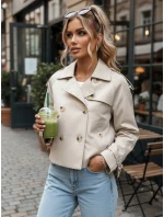 Trencz damski krótki elegancki klasyczny krój jasnobeżowy FashionStreet NY0772
