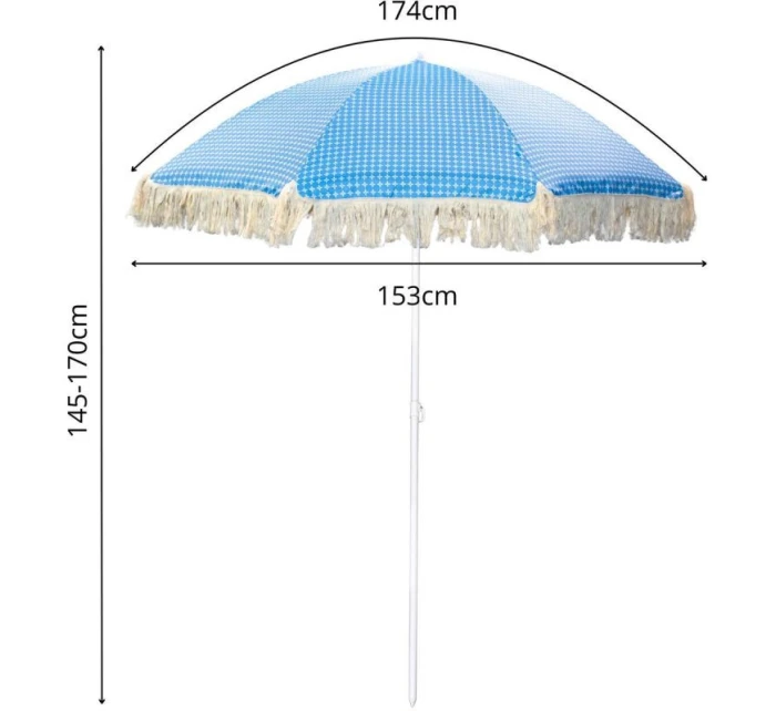 PLÁŽOVÝ A ZAHRADNÍ SLUNEČNÍK SE STŘAPCI 174 CM MODRÝ PLÁŽOVÝ A ZAHRADNÍ SLUNEČNÍK SE STŘAPCI 174 CM MODRÝ