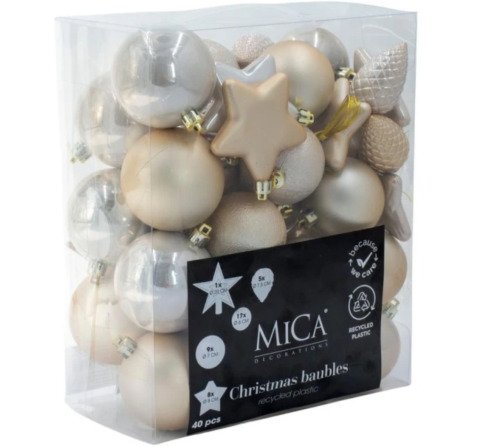 DEKORATIVNÍ PLASTOVÁ CETKA BEZPEČNÁ 40KS KRÉMOVÁ SLÍDA