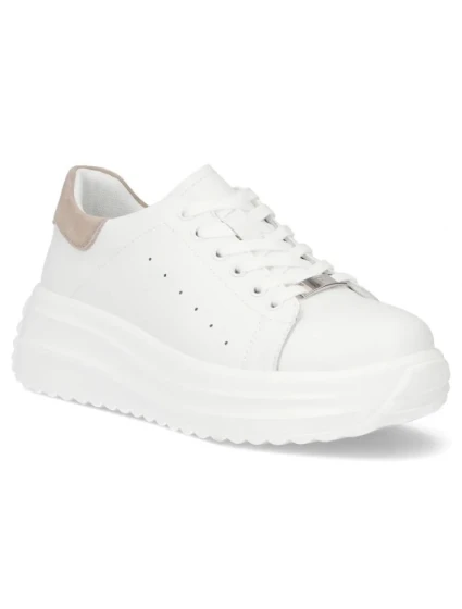 Dámské kožené polobotky na platformě bílé model 21960298 - FILIPPO Dámské kožené polobotky na platformě bílé model 21960298 - FILIPPO