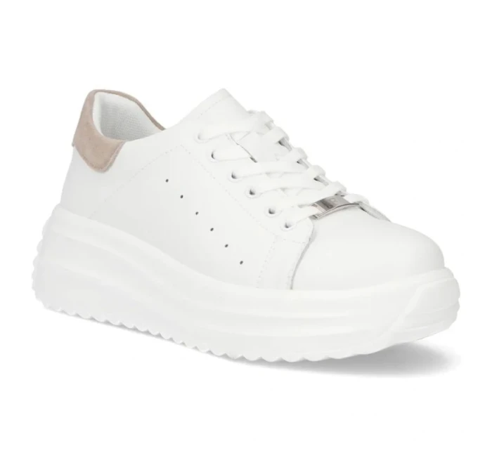 Dámské kožené polobotky na platformě bílé model 21960298 - FILIPPO Dámské kožené polobotky na platformě bílé model 21960298 - FILIPPO