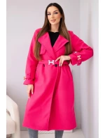Dámský kabát s páskem a zlatými přezkami fuchsiová Dámský kabát s páskem a zlatými přezkami fuchsiová