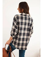 Dámská oversized kostkovaná košile s kapsami černá Dámská oversized kostkovaná košile s kapsami černá