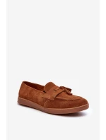 Mužské semišové loafers polobotky Zazoo 1566 hnědé