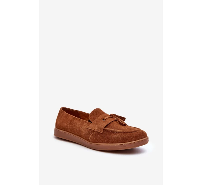 Mužské semišové loafers polobotky Zazoo 1566 hnědé