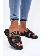 Kožené Dámské Sandály S Páskem Leopard Vinceza 66769 Černé
