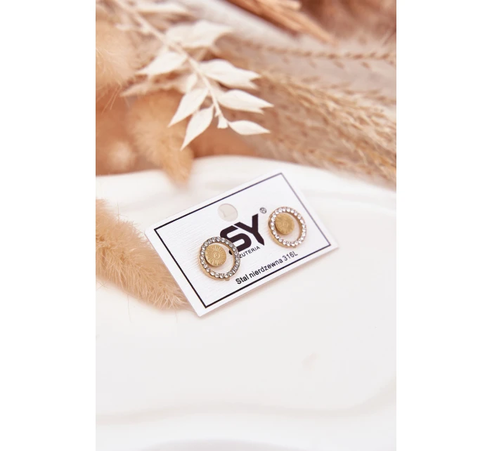 model 21772390 ocelové náušnice kruhy se zirkony zlaté - Boto model 21772390 ocelové náušnice kruhy se zirkony zlaté - Boto