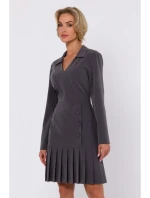M752 Šaty se skládaným spodním lemem - tmavě šedé