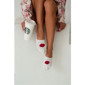 Skarpetki Microstopki Damskie Bawełniane Róża Ecru