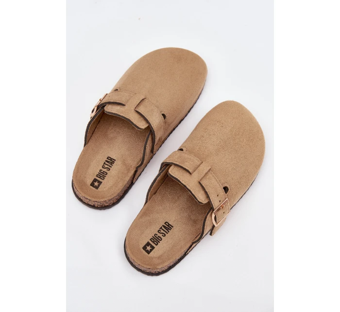 Dámské pantofle na korkové platformě Big Star – béžové