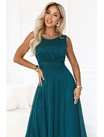 dlouhé maxi šaty s kulatým výstřihem – zelená model 22282676 - numoco basic dlouhé maxi šaty s kulatým výstřihem – zelená model 22282676 - numoco basic