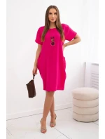 Šaty s kapsami a přívěskem fuchsie Šaty s kapsami a přívěskem fuchsie