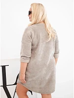 Dámské šaty Plus Size manšestrové s volným střihem fango hnědá Dámské šaty Plus Size manšestrové s volným střihem fango hnědá