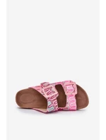 Dámské Pantofle S Přezkami A Brokátem Růžové S.Barski RB51-006 Dámské Pantofle S Přezkami A Brokátem Růžové S.Barski RB51-006