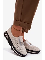 Dámské pohodlné boty z pravé kůže S.Barski LR61-7092 Béžové