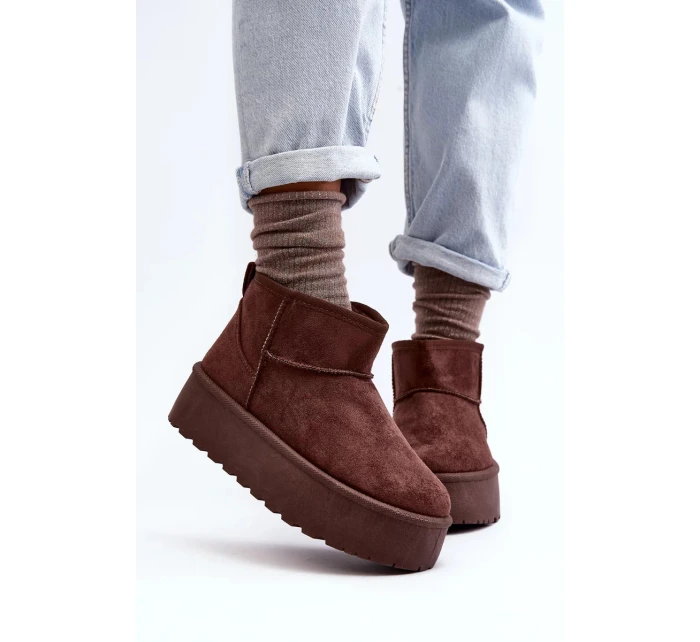 Hnědé semišové boty na platformě Corcoran
