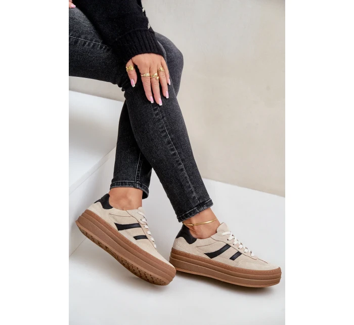 Zazoo N1176 Semišové Tenisky Na Platformě Béžové Zazoo N1176 Semišové Tenisky Na Platformě Béžové