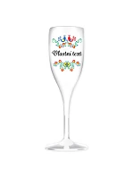 Personalizovaná bílá nerozbitná prosecco sklenice s folklórním vzorem Personalizovaná bílá nerozbitná prosecco sklenice s folklórním vzorem