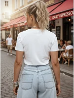Dámské bavlněné tričko s potiskem, bílé, FashionStreet NX8005RY