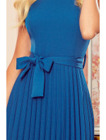 LILA Plisované dámské šaty v mořské barvě s krátkými rukávy model 9096140 - numoco