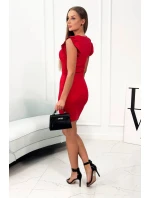 Šaty s nařasenými rukávy červené