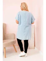 Dámská halenka Plus Size s nášivkami světlý denim Dámská halenka Plus Size s nášivkami světlý denim