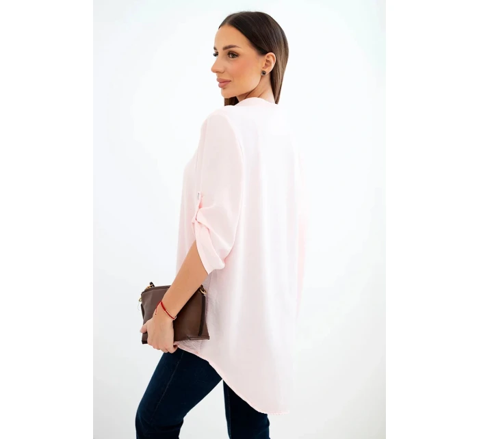 Halenka s delším zadním dílem světlá pudrová růžová Halenka s delším zadním dílem světlá pudrová růžová