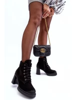 Šněrovací Zimní Boty Na Podpatku Černé model 21634844 - Boto