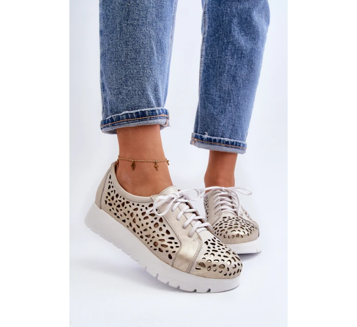 Kožené Polobotky Na Platformě Bežové model 21646202 - Zazoo Kožené Polobotky Na Platformě Bežové model 21646202 - Zazoo