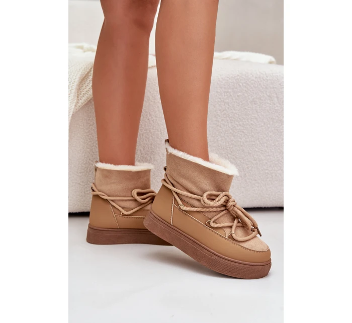 Dámské Sněhule Na Platformě Zateplené Kožíškem Camel model 21679641 - Boto Dámské Sněhule Na Platformě Zateplené Kožíškem Camel model 21679641 - Boto