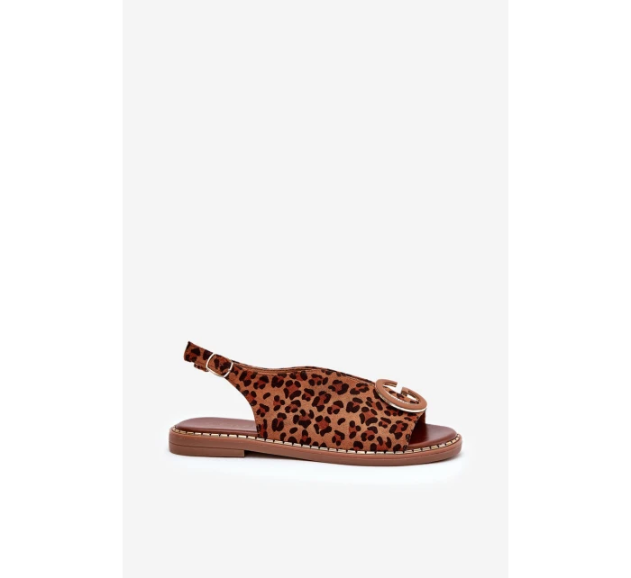Ploché Sandály S Dekorací Pantera Hnědé Haliones Ploché Sandály S Dekorací Pantera Hnědé Haliones