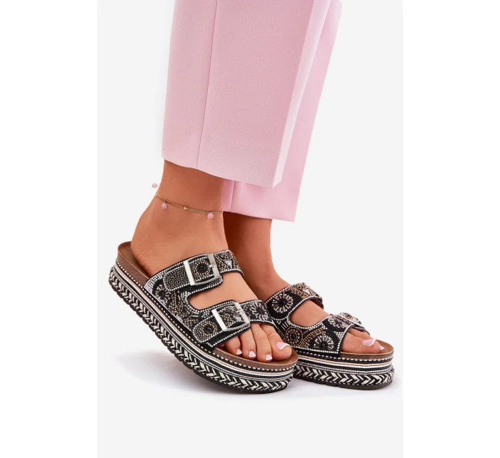 Sandály se zdobením a na platformě černé model 21688319 - Boto