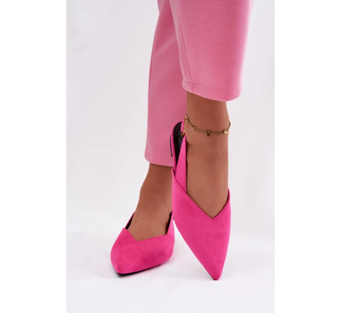 Baleríny s Zlatým Přezkou Eco Semišové Růžové model 21937565 - Boto