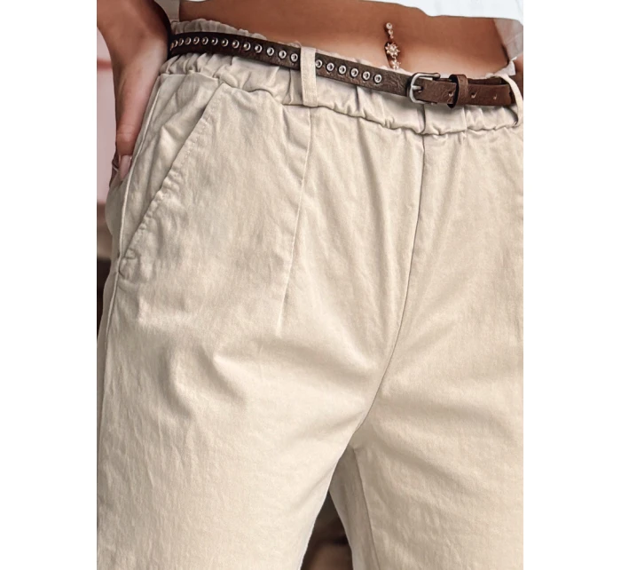 Dámské kalhoty chinos s páskem RELCIX lUY2585 béžové - FashionStreet 