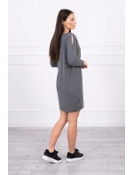 Šaty s potiskem košíku v grafitové barvě