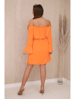 Šaty zavázané v pase se stahovací šňůrkou pomeranč