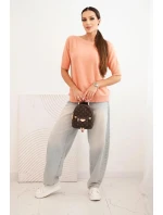 Dámský svetr z viskózy s krátkým rukávem tmavě meruňkový