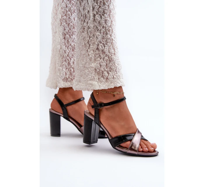 Eko Kožené Sandály Na Podpatku Sloupku Černé Abilica Eko Kožené Sandály Na Podpatku Sloupku Černé Abilica