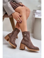 Zateplené dámské boty na podpatku hnědé Vailia Zateplené dámské boty na podpatku hnědé Vailia