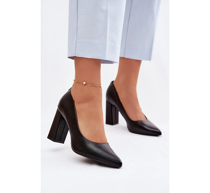 Lodičky na podpatku z eko kůže Sergio Leone PB216 Černé Lodičky na podpatku z eko kůže Sergio Leone PB216 Černé