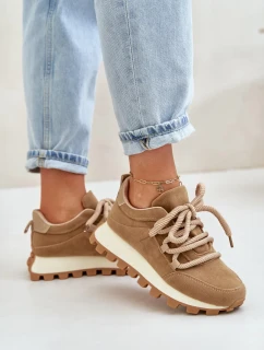 Sportovní tenisky na platformě z eko semiše hnědé Riadella