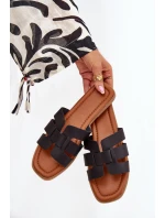 Dámské pantofle na plochém podpatku – černé Mirona