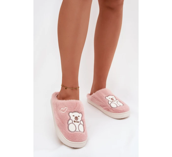 Dámské chlupaté papuče s medvídkem – růžové Noralie Dámské chlupaté papuče s medvídkem – růžové Noralie