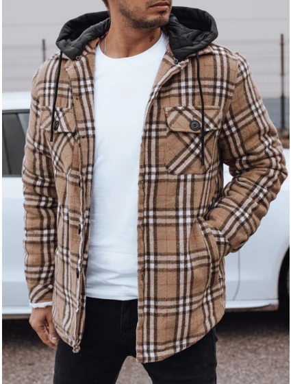 Pánská zateplená bunda s kapucí béžová FashionStreet TX4955