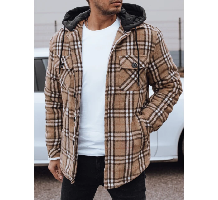 Pánská zateplená bunda s kapucí béžová FashionStreet TX4955
