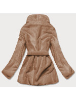 Hnědá dámská bunda - kožíšek s límcem (GSQ2166)